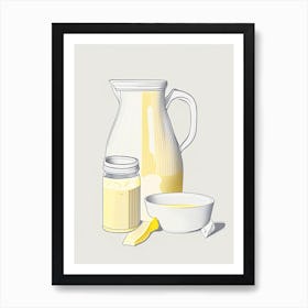 Raw Buttermilk Dairy Food Minimal Line Drawing Art Print