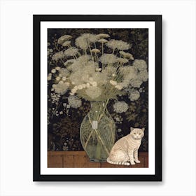 Queen With A Cat 2 William Morris Style Art Print