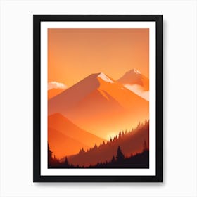 Misty Mountains Vertical Composition In Orange Tone 59 Art Print