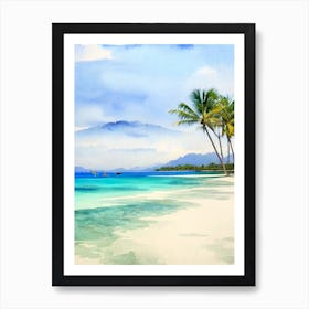 Gili Trawangan Beach 4, Indonesia Watercolour Art Print