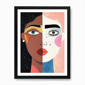 Two Women With Different Colored Faces Art Print