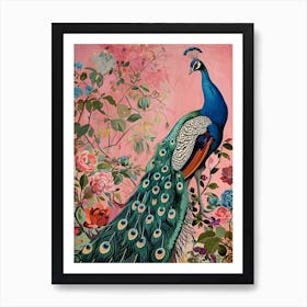 Floral Animal Painting Peacock 2 Art Print