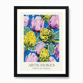 Marche Aux Legumes Artichokes Summer Illustration 3 Art Print