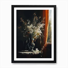 Baroque Floral Still Life Flax Flowers 3 Art Print