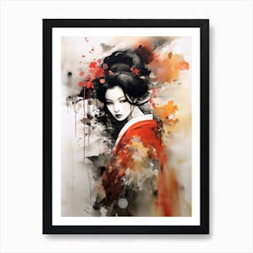 Sumi E Style Geisha 4 Poster