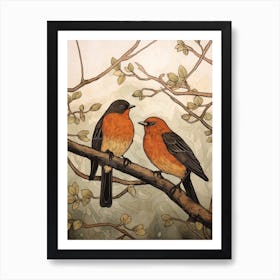 Art Nouveau Birds Poster Robin 2 Art Print