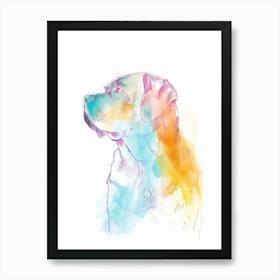 Watercolour Rottweiler Dog Line Illustration 4 Art Print