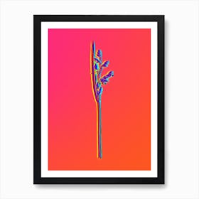 Neon Powdery Alligator Flag Botanical in Hot Pink and Electric Blue Art Print