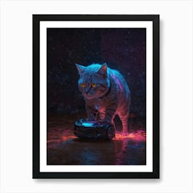 Cat On A Hoverboard Art Print