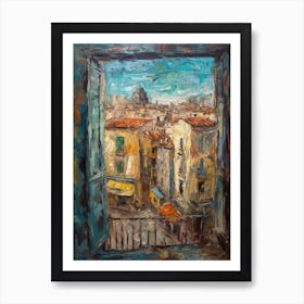 Window View Of Rome In The Style Of Expressionism 2 Art Print