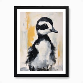 Black White & Yellow Duckling Gouache 2 Art Print