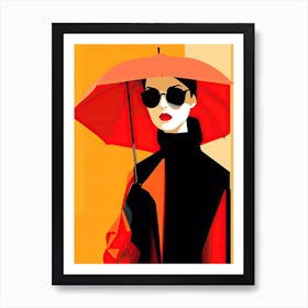 Woman With An Umbrella, Pop art Art Print