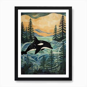 Matisse Style Killer Whale With Woodland Coast 3 Art Print