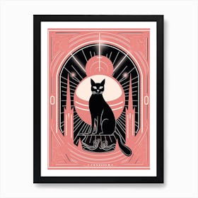 The Chariot Tarot Card, Black Cat In Pink 2 Art Print