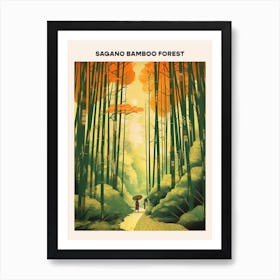 Sagano Bamboo Forest Midcentury Travel Poster Art Print