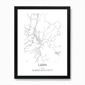 Labin,Croatia Minimalist Map Art Print