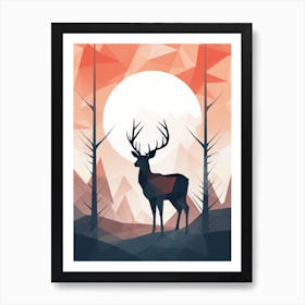 Deer Minimalist Abstract 2 Art Print