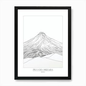 Pico De Orizaba Mexico Line Drawing 6 Poster Art Print