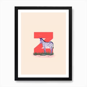 Letter Z Zebra Art Print