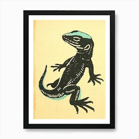 Block Print Lizard 1 Art Print