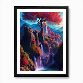 Waterfall of colors Art Print