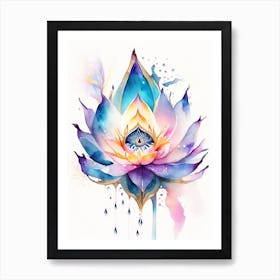Lotus Flower, Symbol, Third Eye Watercolour 3 Art Print