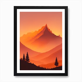 Misty Mountains Vertical Composition In Orange Tone 303 Art Print