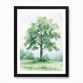 Alder Tree Atmospheric Watercolour Painting 5 Art Print