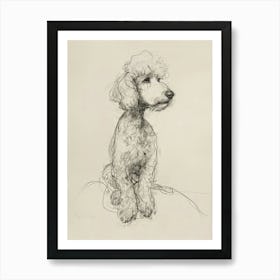 Poodle Dog Charcoal Line 3 Art Print