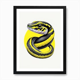 Yellow Lipped Sea Krait White Snake Tattoo Style Art Print