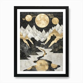 Moonlight In The Mountains 7 Art Print