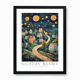 Gustav Klimt Print Night Town Klimt Poster Klimt Exhibition Poster Painting Flower Garden Stars Art Print