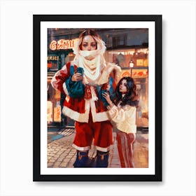 Lady Santa Claus Art Print