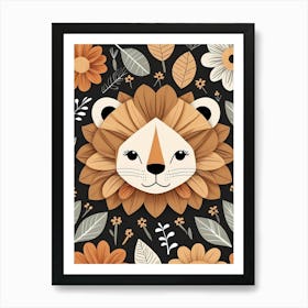 Floral Cute Baby Lion Nursery (24) Art Print