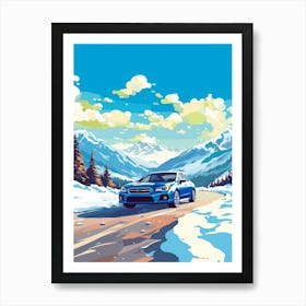 A Subaru Impreza In The Route Des Grandes Alpes Illustration 1 Art Print