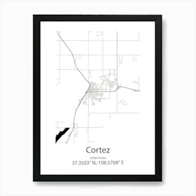 Cortez,United States Minimalist Map Art Print