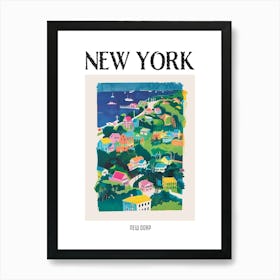 New Dorp New York Colourful Silkscreen Illustration 2 Poster Art Print