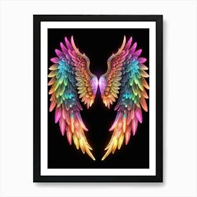 Neon Angel Wings 25 Art Print