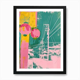 Nagasaki Japan Retro Duotone Silkscreen 3 Art Print