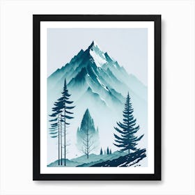 Mountain And Forest In Minimalist Watercolor Vertical Composition 196 Art Print