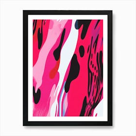 Pink, Black and Red Abstract Painting Art Print