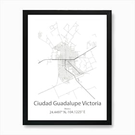 Ciudad Guadalupe Victoria,Mexico Minimalist Map Art Print