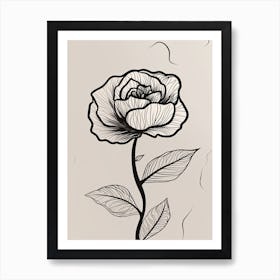 Line Art Roses Flowers Illustration Neutral 12 Art Print