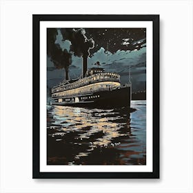 Steamboat Natchez Minimal Painting 1 Art Print