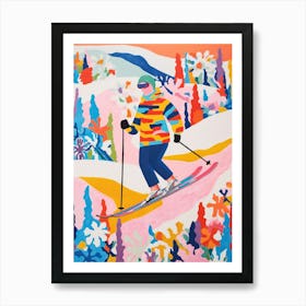 Skier Matisse Style Winter Snow Painting Art Print