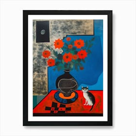 Aster With A Cat 2 Surreal Joan Miro Style  Art Print
