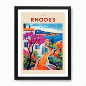 Rhodes Greece Fauvist Travel Poster Art Print