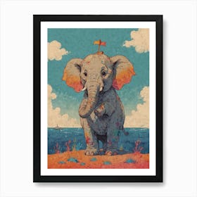 Elephant On The Beach 1 Art Print