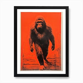 Gorilla, Woodblock Animal Drawing 2 Art Print