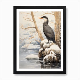 Winter Bird Painting Cormorant 2 Art Print